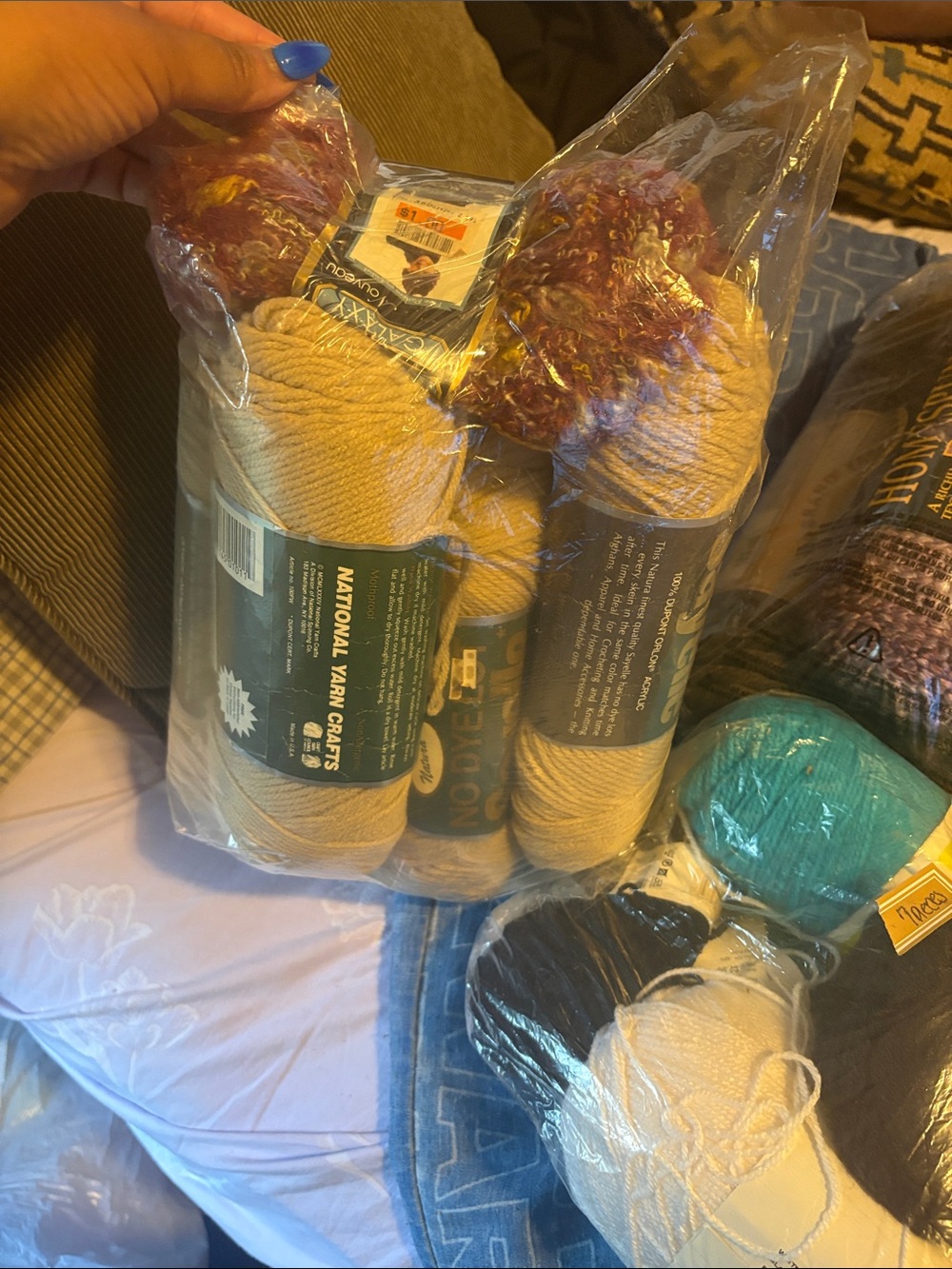 Natural Beige & Assorted Yarn Bundle - - Picture 3 of 6